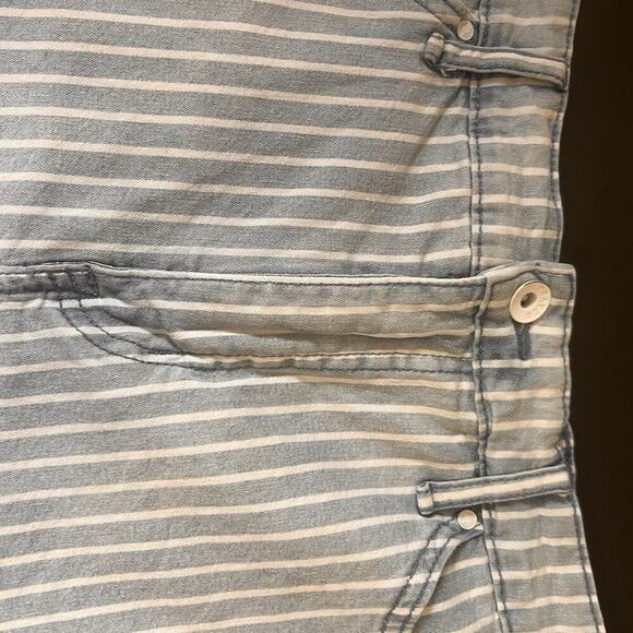 Frayed Jeans High Rise Raw Hem Striped Shorts Size 12 - Picture 3 of 8